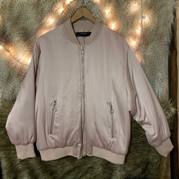 Zara Jackets & Blazers - Zara Blush Pink Satin Bomber